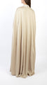 Box Pleat Detail High Neck Dress with Front Open Cape