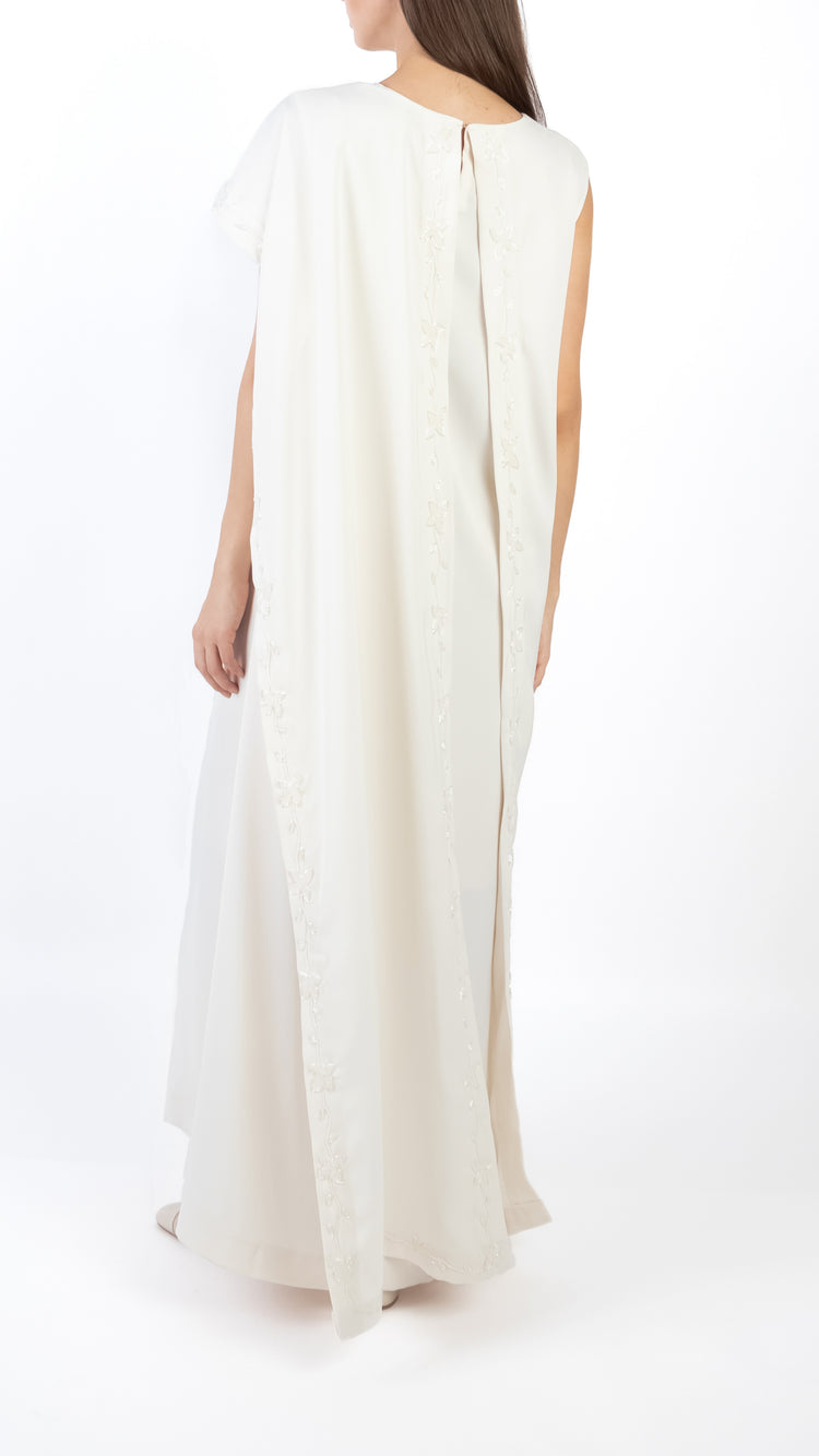 Embellished Asymmetric Shawl Drape Detail Dress