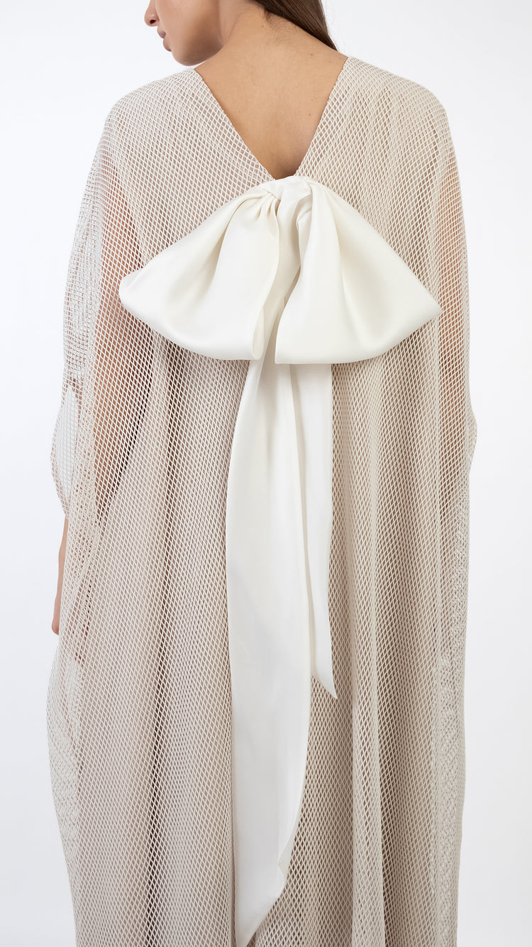 Bow Detail Mesh Cape