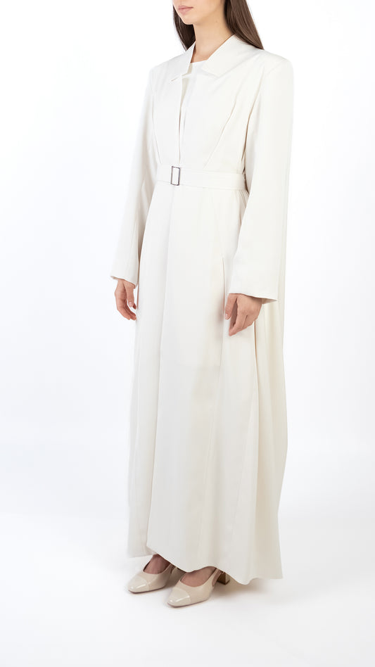 High Neck Tailored Cape Coat with Waistbelt